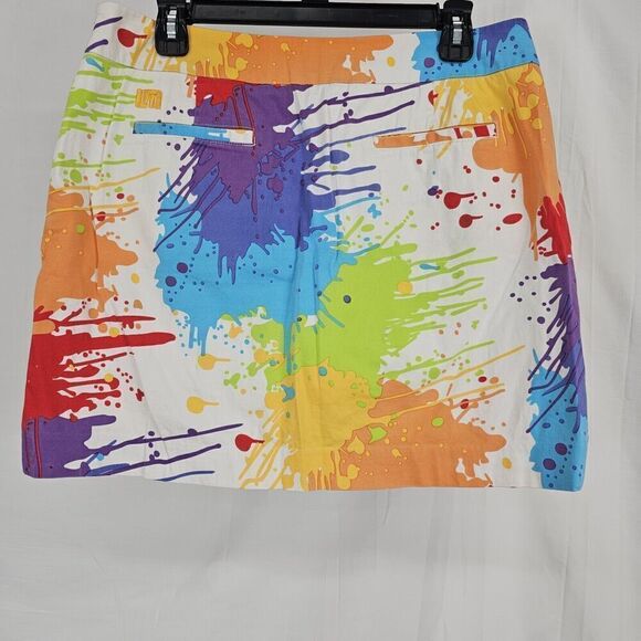 Loudmouth Ladies Skorts Size 8 Golf Skirt Colorful Paint Splatters Pockets - Picture 4 of 7